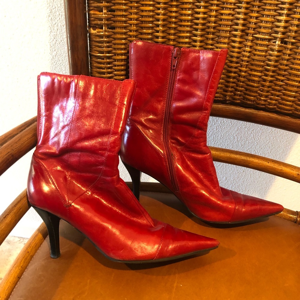 Red Leather Boots
